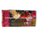 52*200cm Women Elegant Flower 100% Silk Large Long Scarf Rose Printed Shawl With Fringe